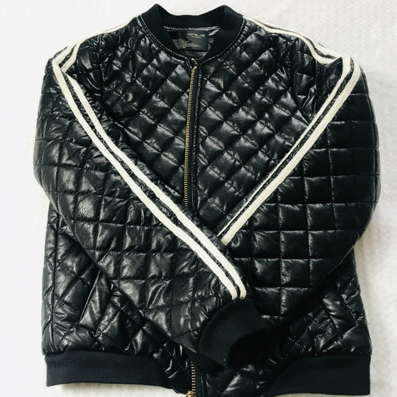 Vegan leather stripes quilted jacket - Picture 5 of 6